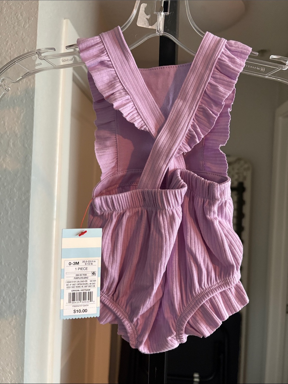 Cat & Jack Lilac Ribbed Ruffle Romper - Picture 7 of 8